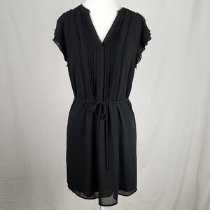 H&M Black Flutter Sleeve V-Neck Mini Dress